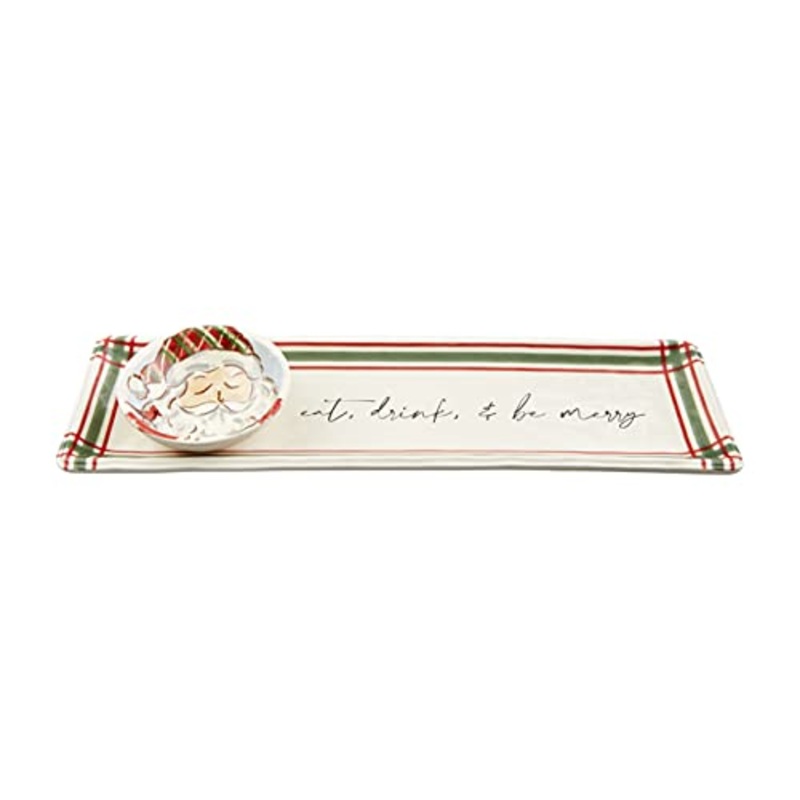 Mud Pie Tartan Santa Tray & Dip Set