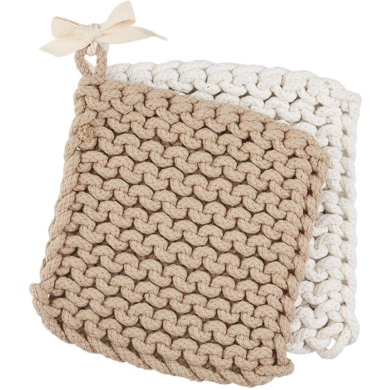 Mud Pie Taupe Crocheted Pot Holders