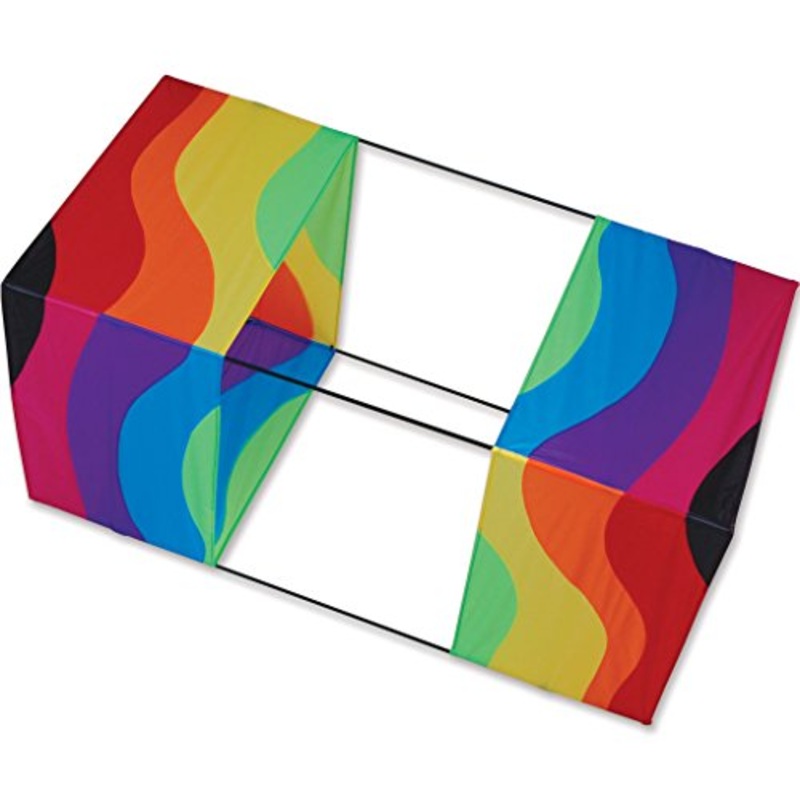 Premier Kites Traditional Box Kite (40in) - Wavy Rainbow