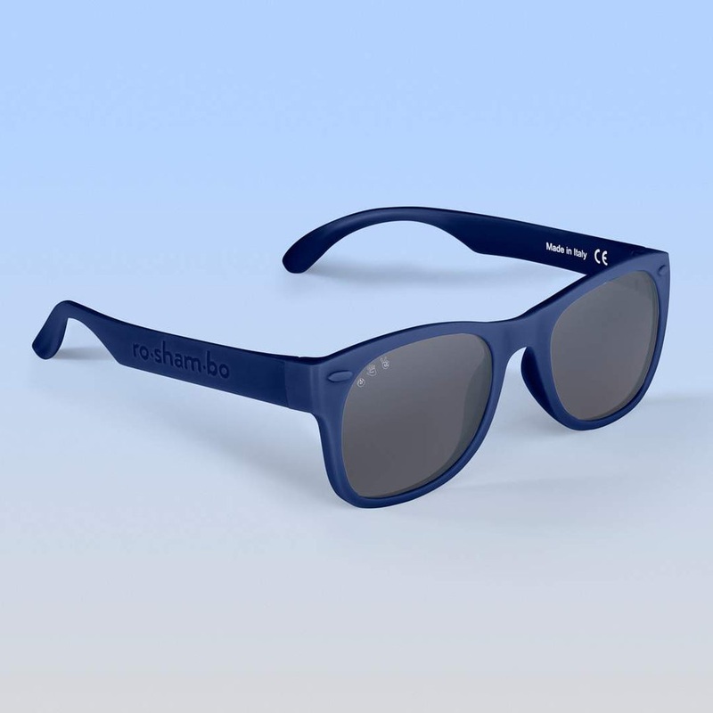 Roshambo Wayfarer Navy Toddler Sunglasses (Grey Polarized), Ages 2-4