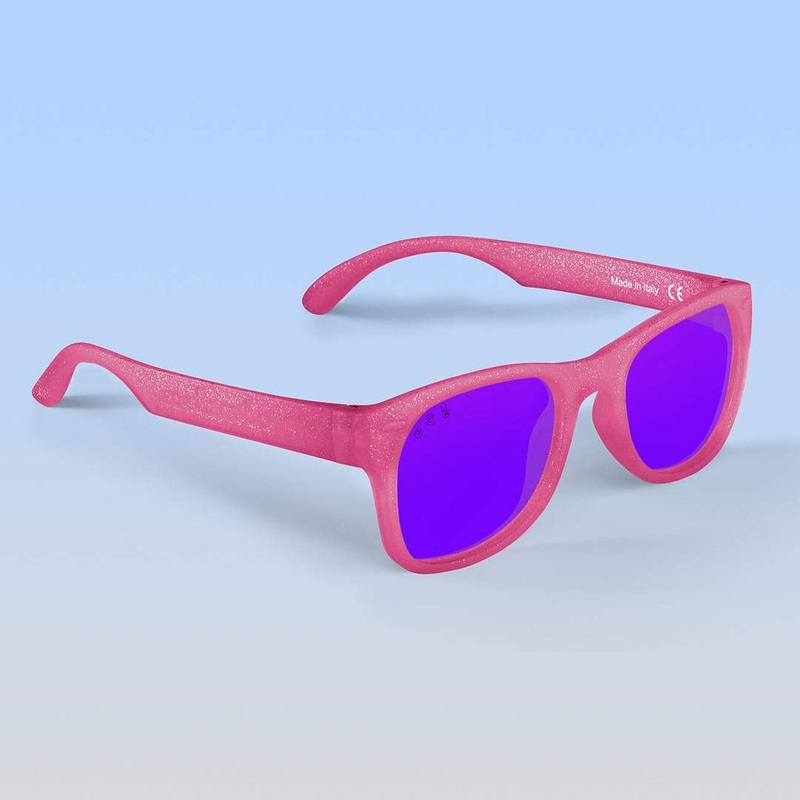 Roshambo Wayfarer Pink Glitter Baby Sunglasses (Purple Polarize4d), Ages 0-2