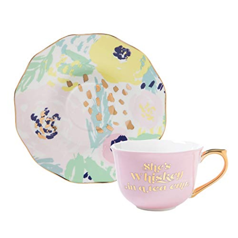 Slant Collections Ceramic Tea Cup and Saucer Set - She's Whiskey in a Tea Cup