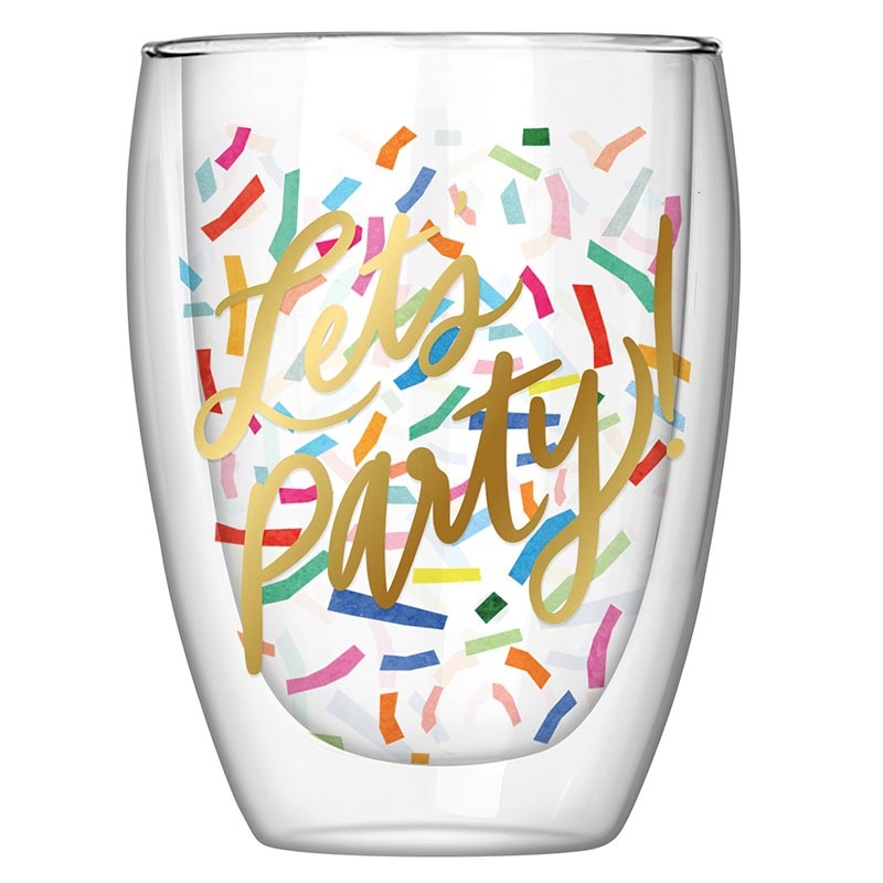 Slant Collections Double-Wall Glass - Let's Party, 10 oz.