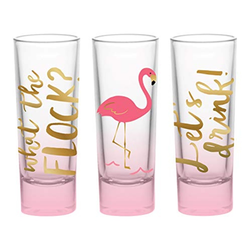 Slant Collections Set of Three Shot Glasses - What the Flock and Lets Drink