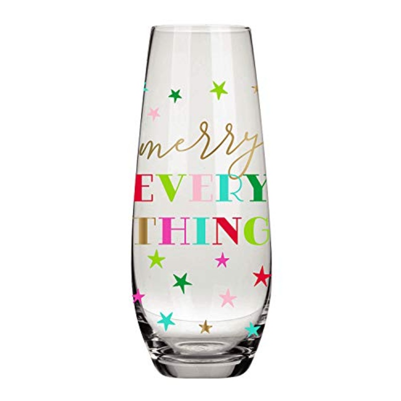 Slant Collections Stemless Champagne Glass - Merry Everything, 11.8oz.