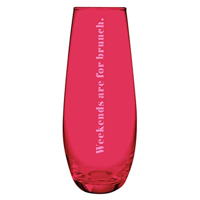 Slant Collections Stemless Champagne Glass - Weekends Are For Brunch, 11.8 oz.