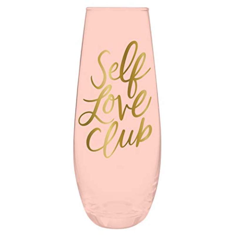 SlaSlant Collections Stemless Champagne Glass - Self Love Club, 11.8 oz.