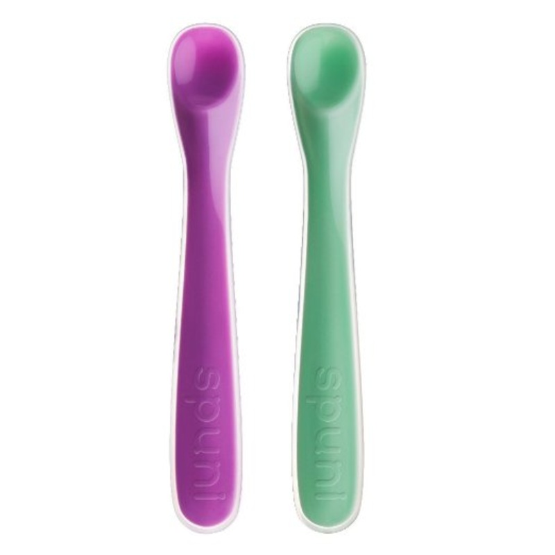 Spuni First Stage Soft Spoons, Giggly Green & Peekaboo Purple