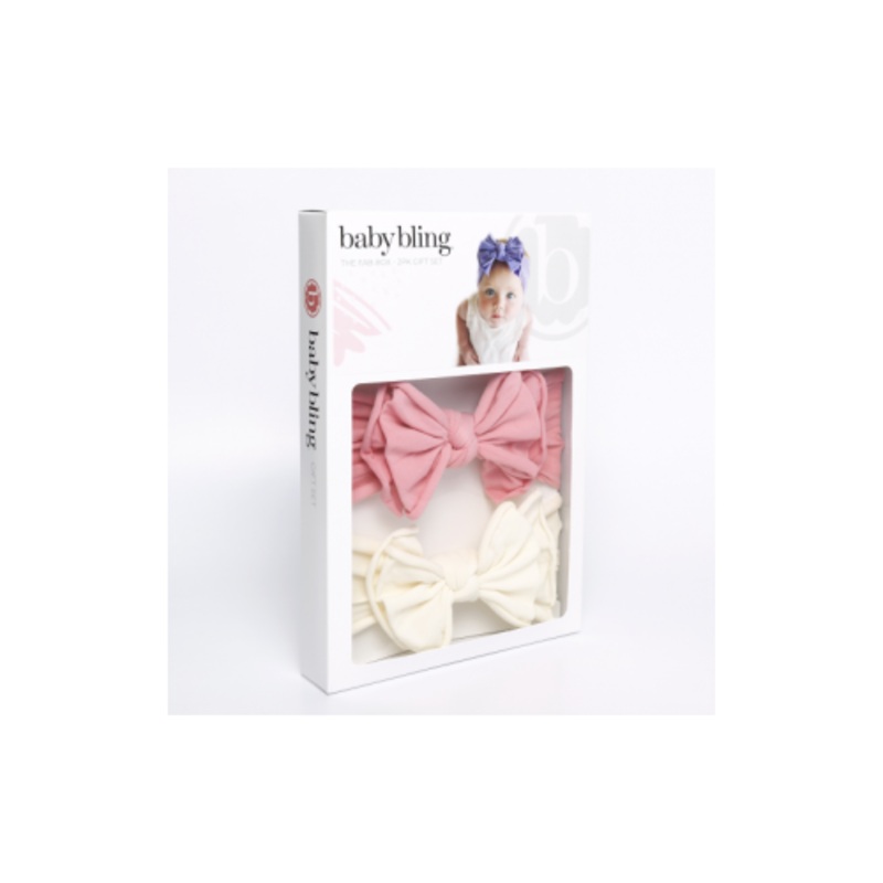 Baby Bling Bows Fab-Bow-Lous 2 Pack Box Set, Zinnia & Ivory