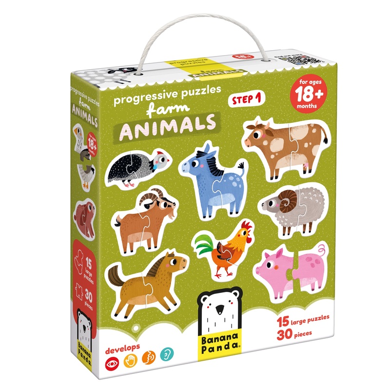 Banana Panda Progressive Puzzles Farm Animals, 18M+