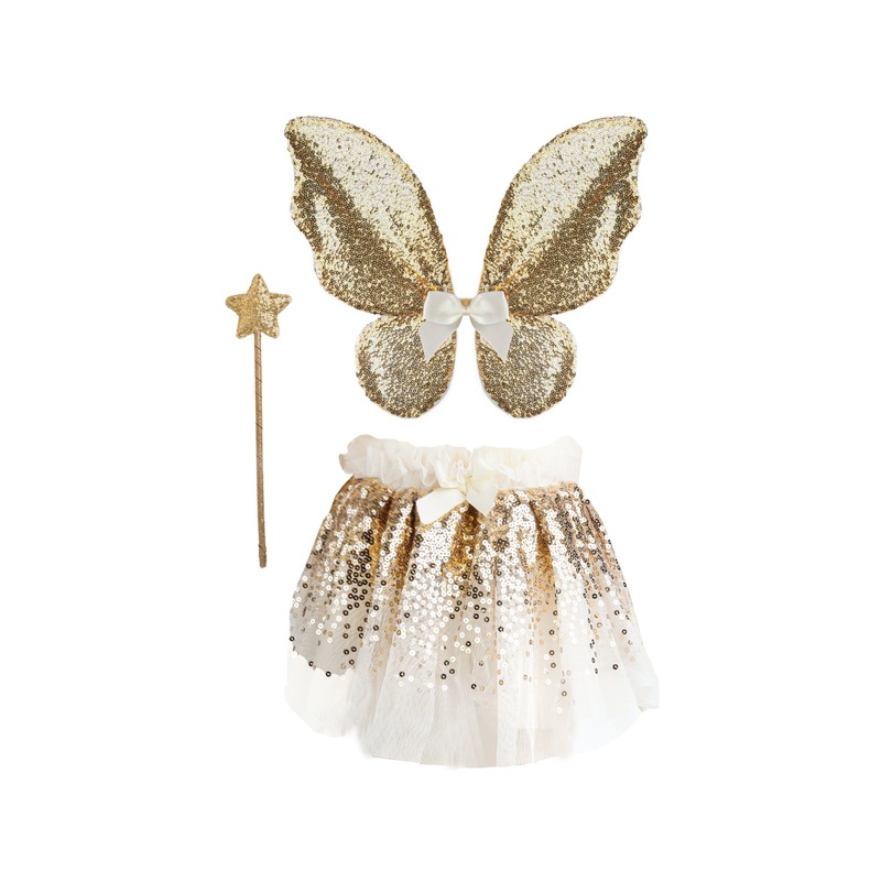 Great Pretenders USA Gracious Gold Sequins Skirt, Wings & Wand