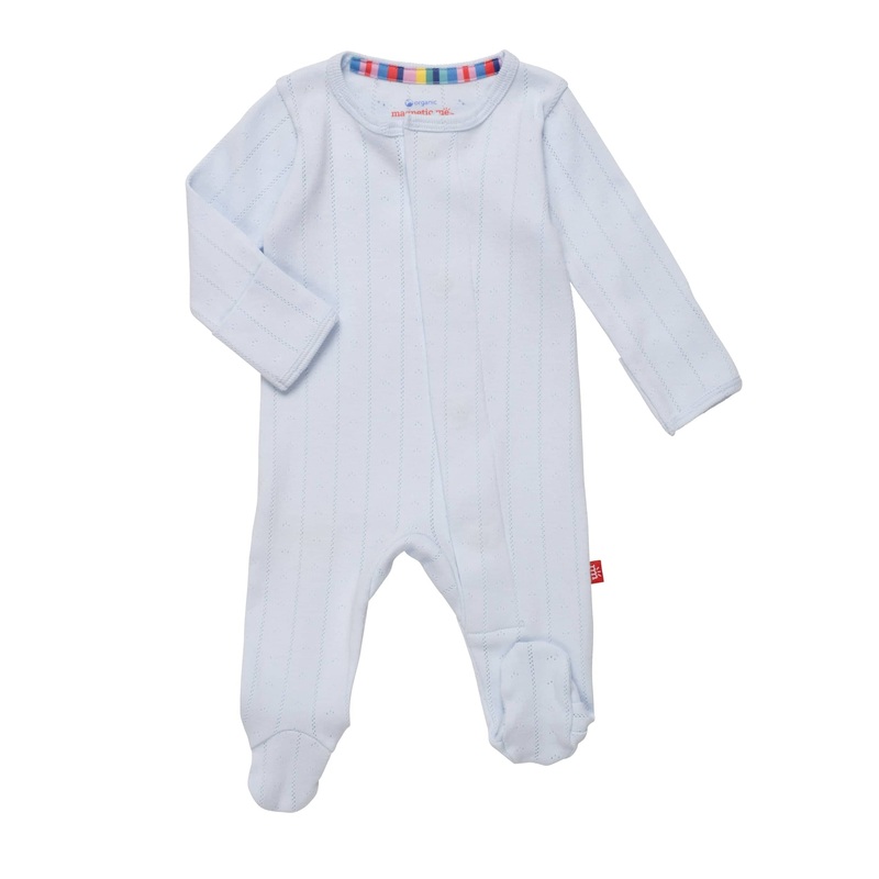 Magnetic Me Love Lines Blue Pointelle Footie NB