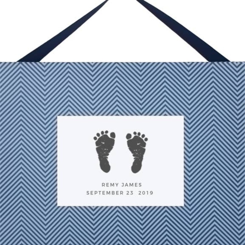 Baby Footprint Kit, Blue Chevron - Steel Grey and Blue