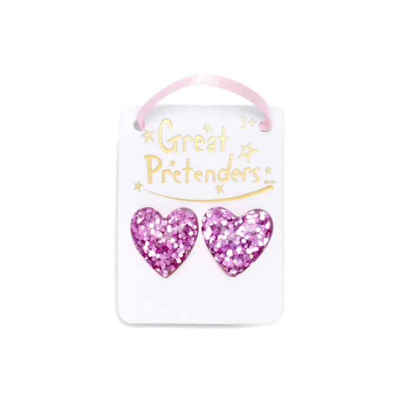Great Pretenders Boutique Glitter Hearts Clip On Earrings