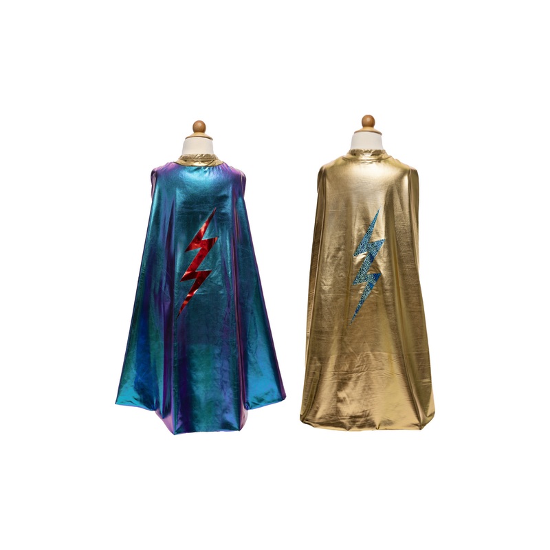Great Pretenders Reversible Blue Lightning Holographic Cape Size 5/6