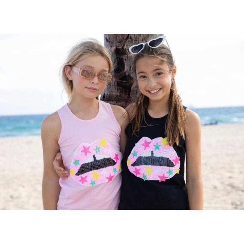 Lola and The Boys Star Lips Tank, Black 12-18M