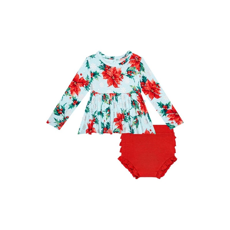 Posh Peanut Winter Lily - Long Sleeve Basic Peplum Top & Bloomer Set 3-6M