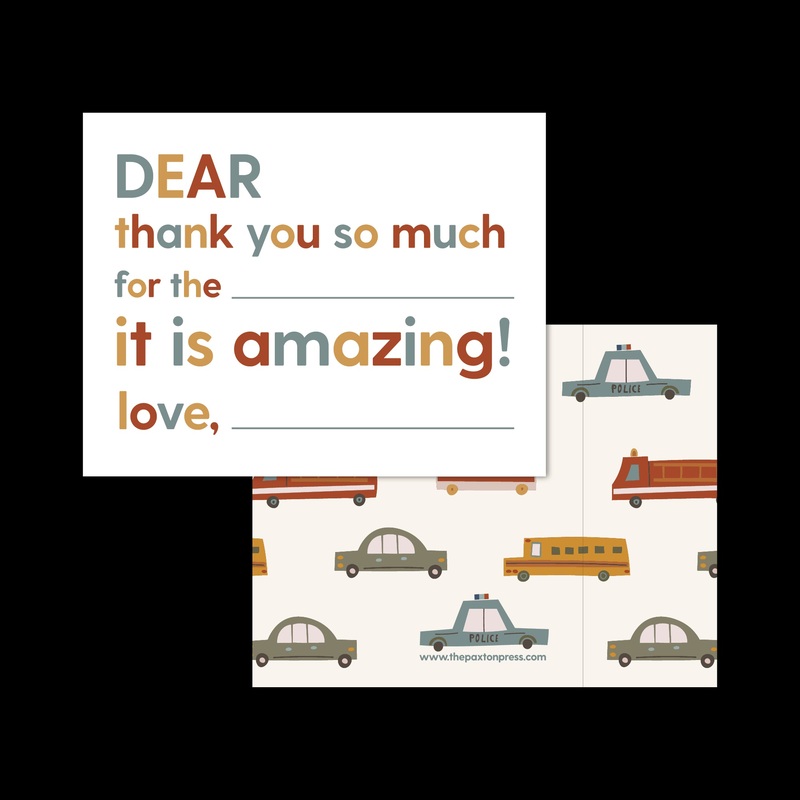 The Paxton Press Kids Fill In The Blank Thank You Cute Cars