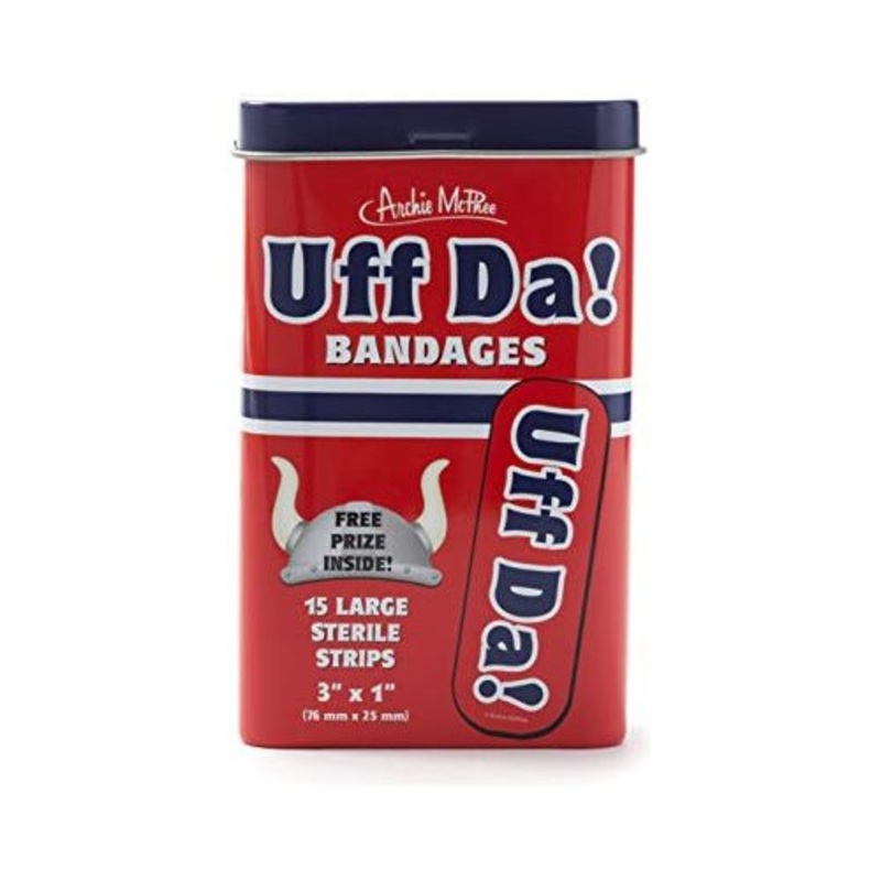 Archie McPhee UFF DA! BANDAGES Kids Band Aids Prize Each Tin Archie 15 Strips