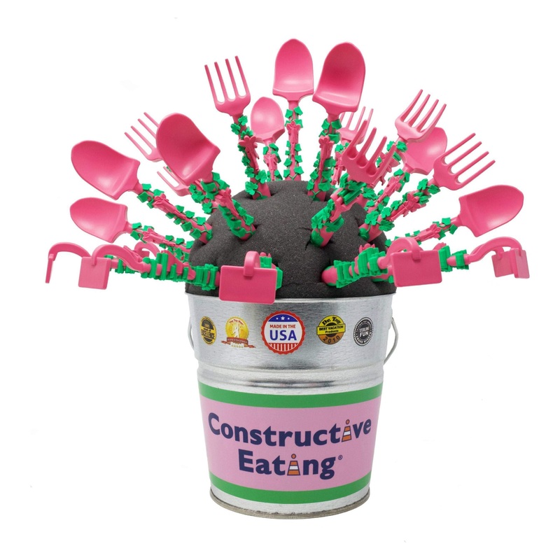 Constructive Eating - Garden Fairy Bucket Display w/ 40 Utensils