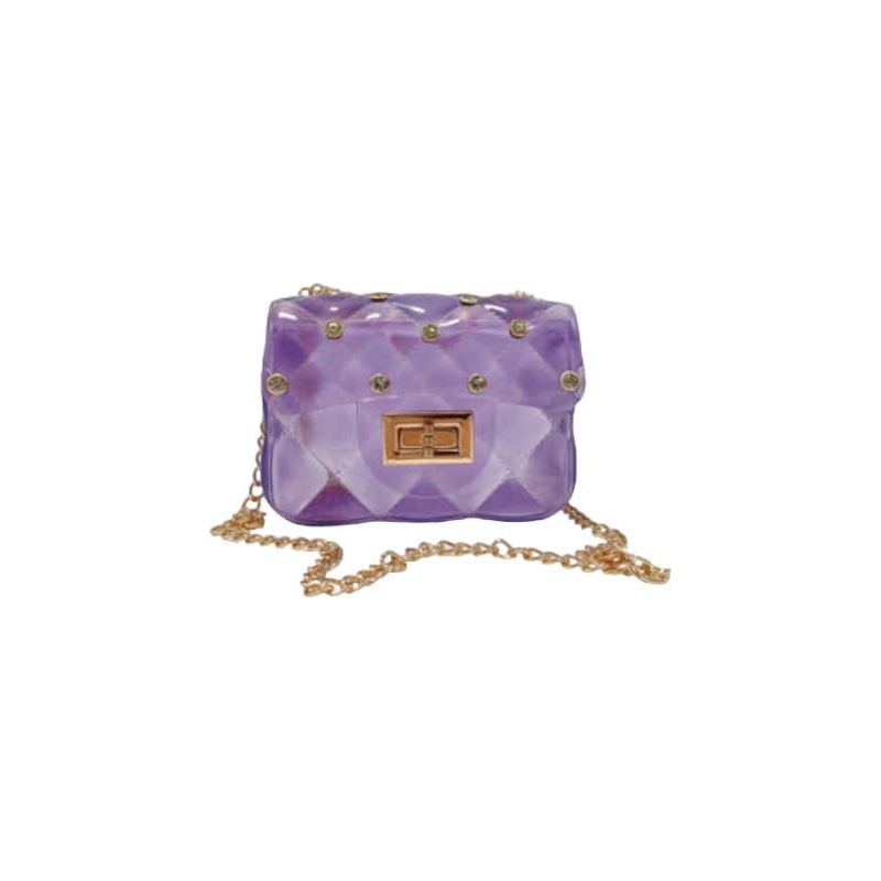doe a dear Purple Rhinestone Stud Quilted Jelly Purse