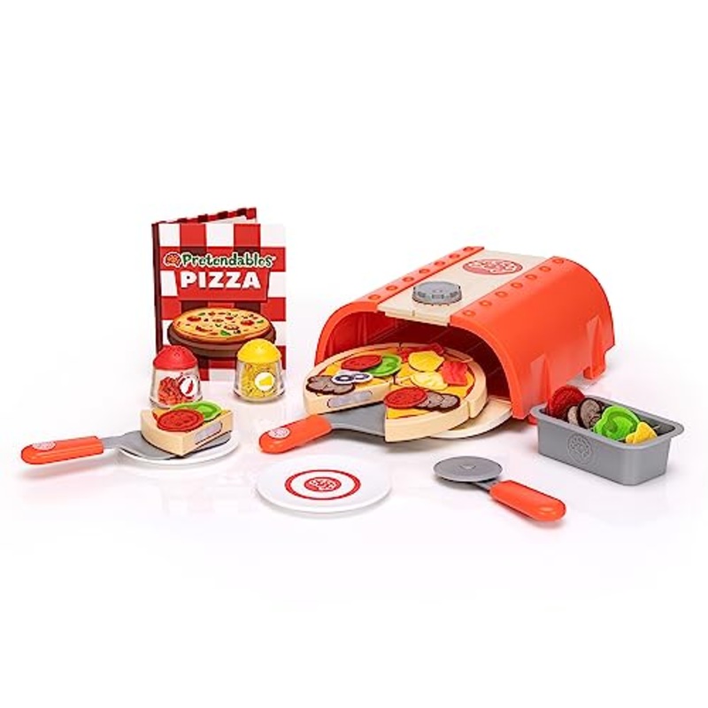 Fat Brain Toys Pretendables Pizza Set - Pretendables Backyard Pizza Oven Set - New Imaginative Play for Ages 3 to 6