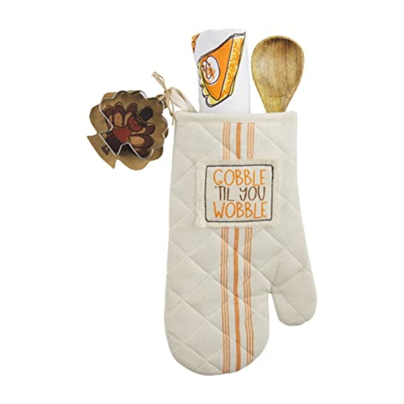Mud Pie Thanksgiving Oven Mitt & Towel Sets, Gobble