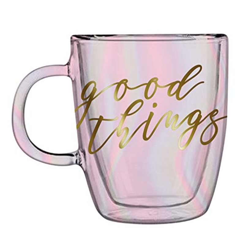 Slant Collections Double-Wall Glass Mug - Good Things, 12 oz.