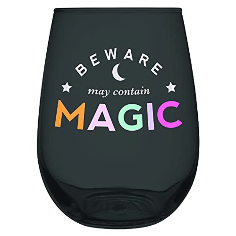 Slant Collections Holiday Stemless Wine Glass - Beware, May Contain Magic, 20 oz.