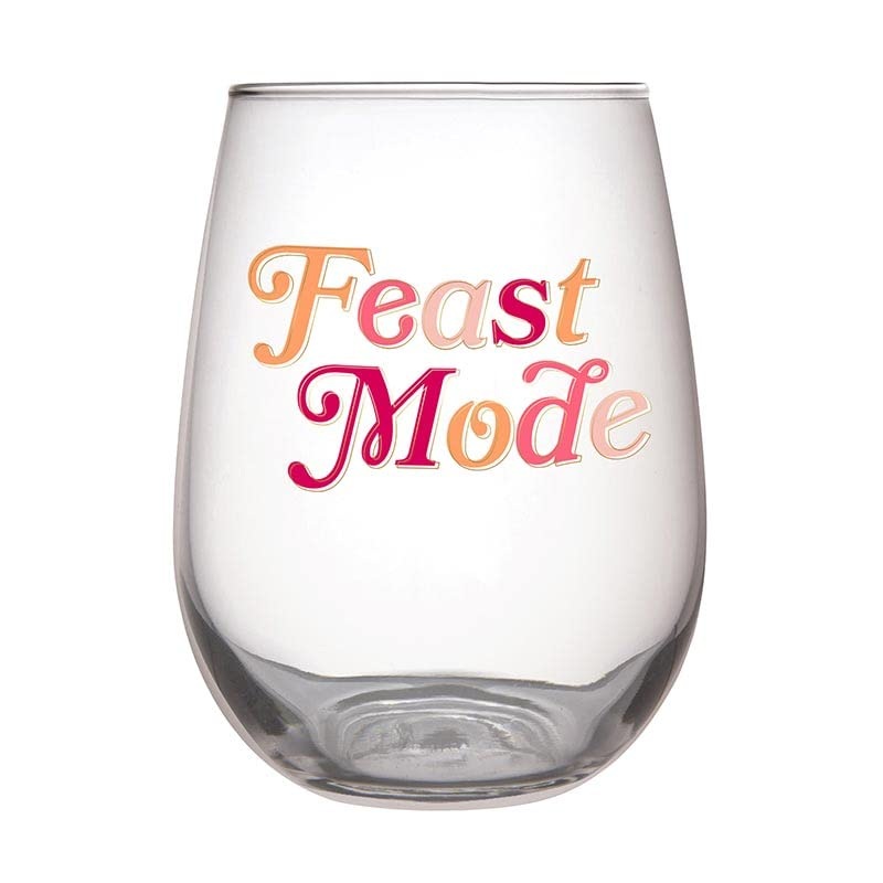 Slant Collections Holiday Stemless Wine Glass - Feast Mode, 20 oz.