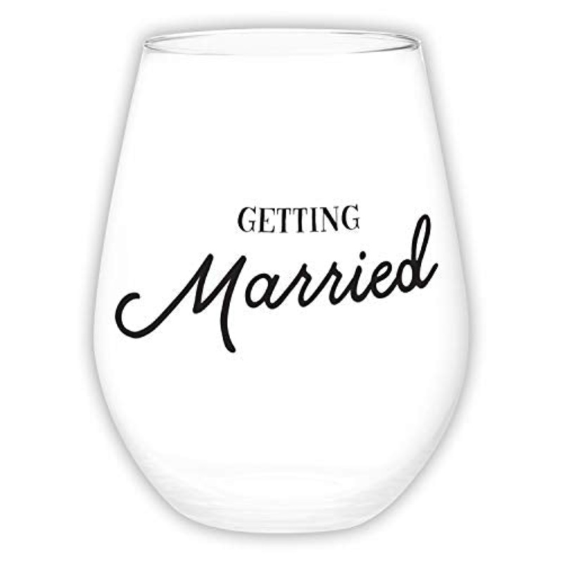 Slant Collections Stemless Jumbo Wine Glass -  Getting Married, 30 oz.