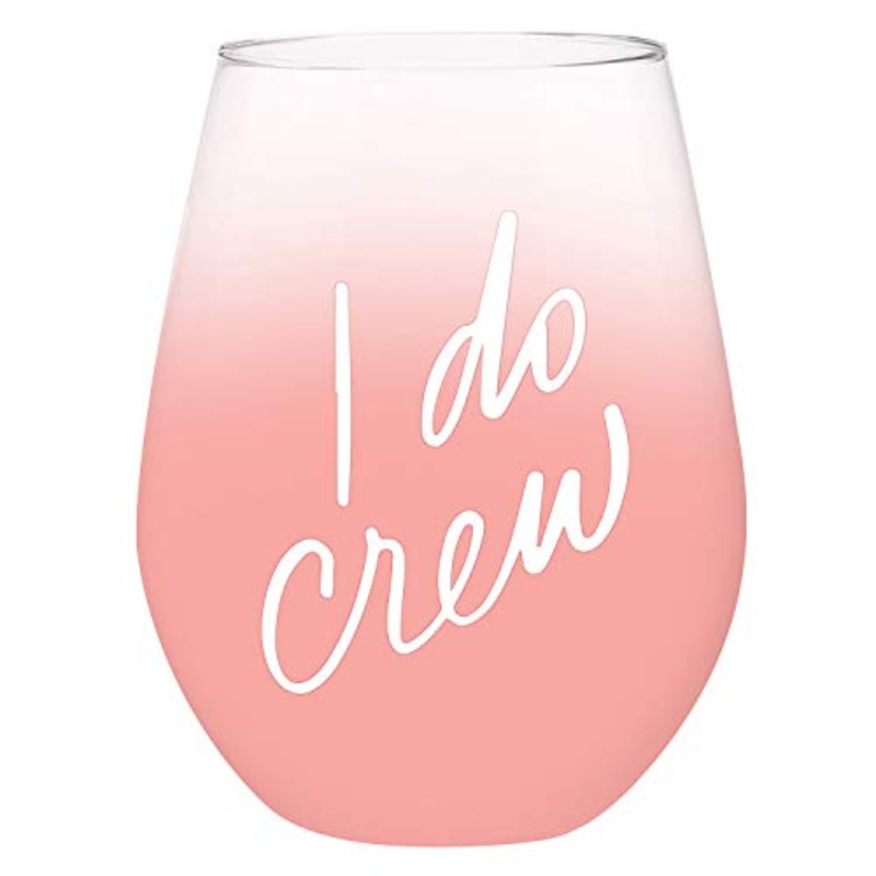 Slant Collections Stemless Jumbo Wine Glass -  I Do Crew, 30 oz.