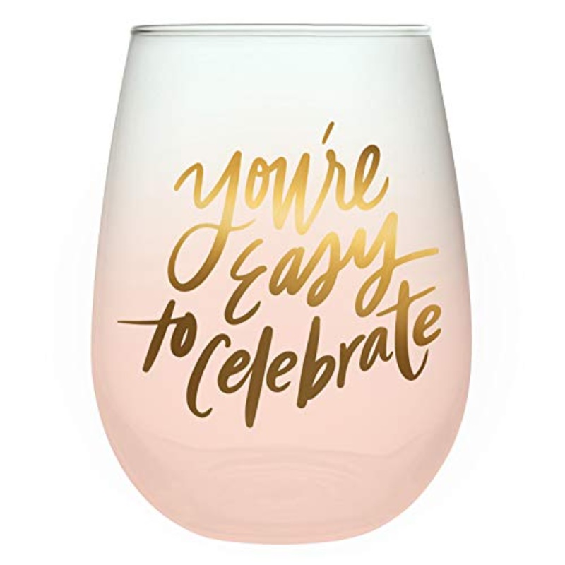 Slant Collections Stemless Wine Glass - Easy To Celebrate, 20 oz.