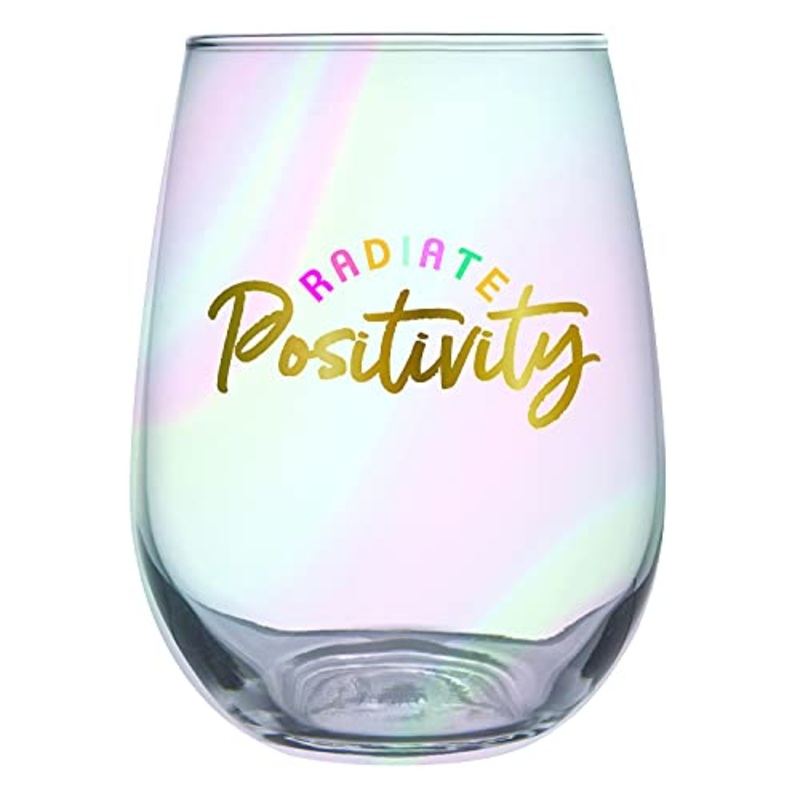 Slant Collections Stemless Wine Glass - Radiate Positivity, 20 oz.