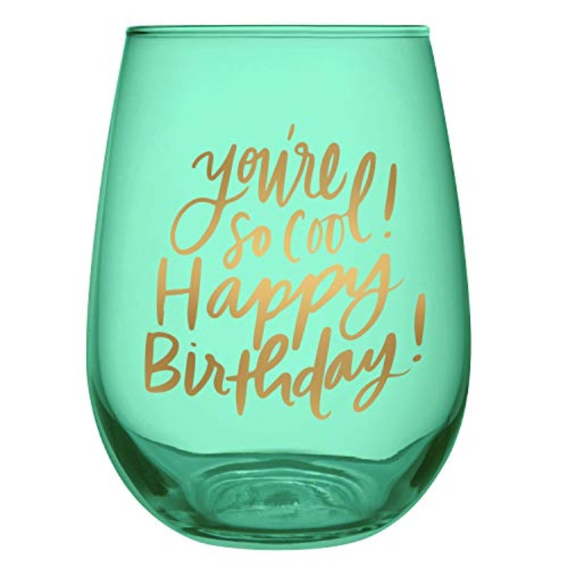 Slant Collections Stemless Wine Glass - You're so Cool! Happy Birthday!, 20 oz.