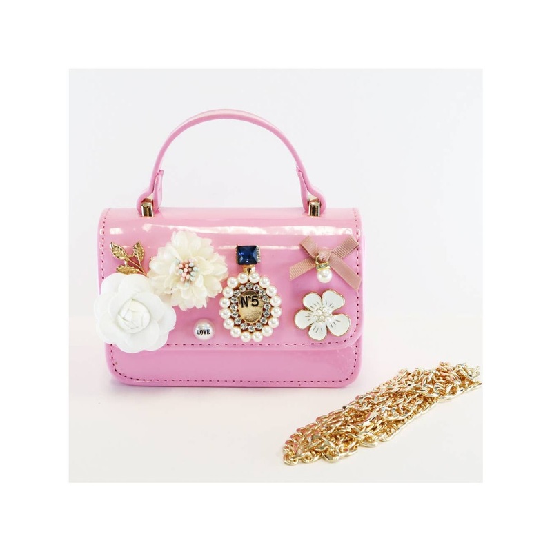 Doe a Dear Floral & Charms Patent Leather Purse