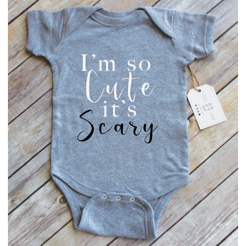 Paper Cow LLC Halloween So Cute Its Scary Baby Bodysuit Grey 6M