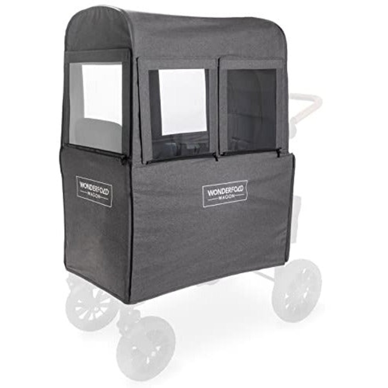 WONDERFOLD Stroller Wagon Wind Cover Made of Breathable Cationic Fabric with Hook and Loop Closure Window Openings for Easy Access and Zipper for Rear Storage Pocket Access (W2 Elite/Luxe)