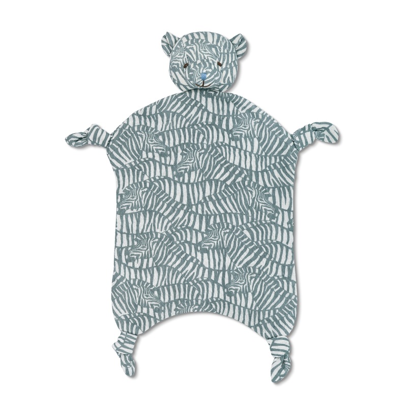 Apple Park Bearl Muslin Lovey Zebra Print