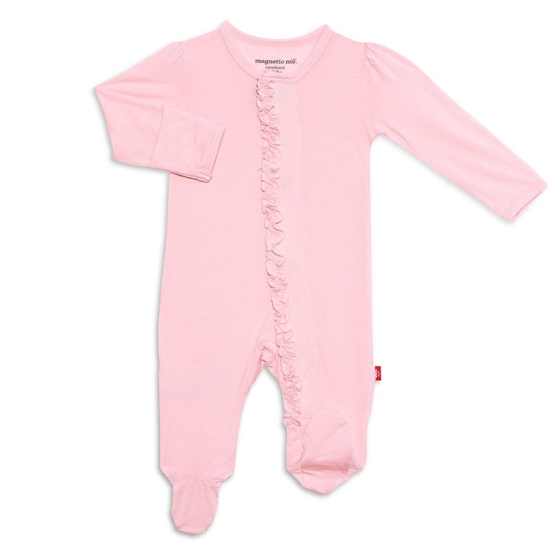 Magnetic Me pink dogwood modal magnetic parent favorite footie with ruffles NB