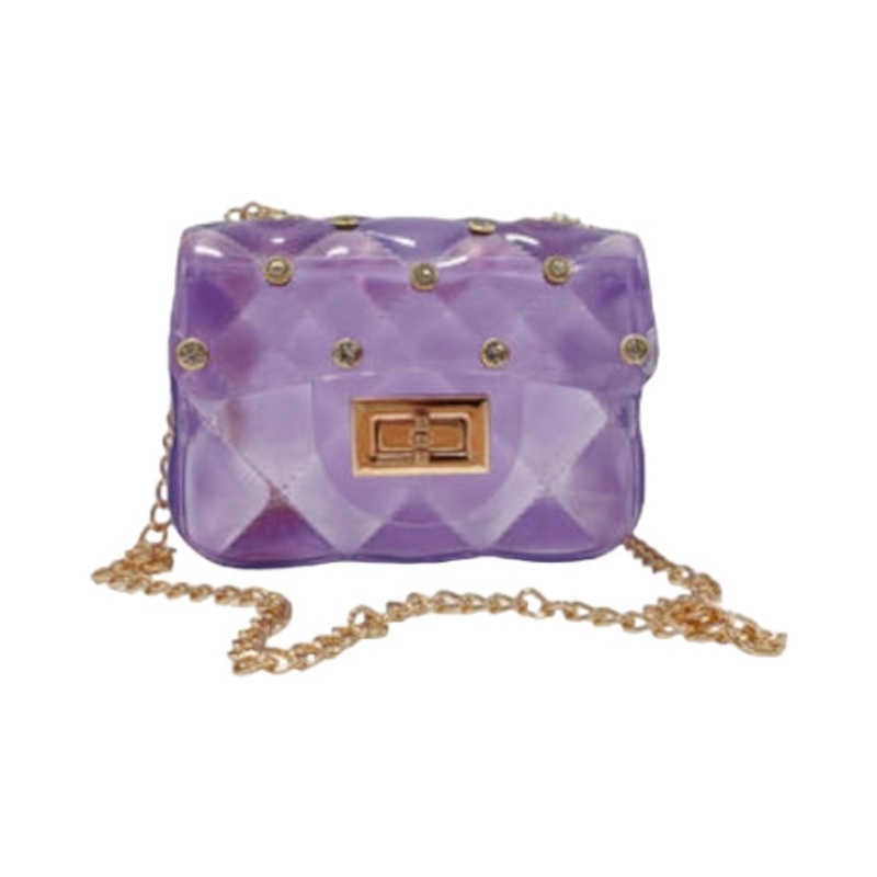 Doe A Dear Rhinestone Stud Quilted Jelly Purse, Purple