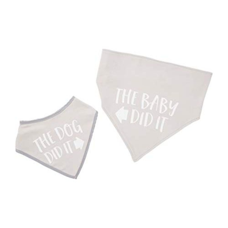 Pearhead Baby and Pet Bib Set, Matching Best Friends Outfits, for Anyone with a Baby and Fur Baby, Gray