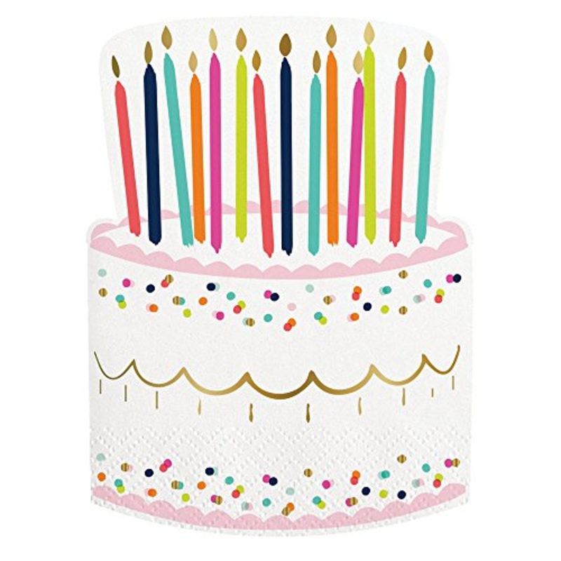 Slant Collections 20 Count - Birthday Cake Die Cut Napkins