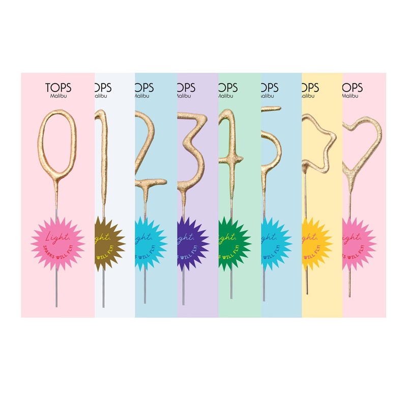 TOPS Malibu Mini Gold Number Sparkler 4", Mini Gold Number - Heart