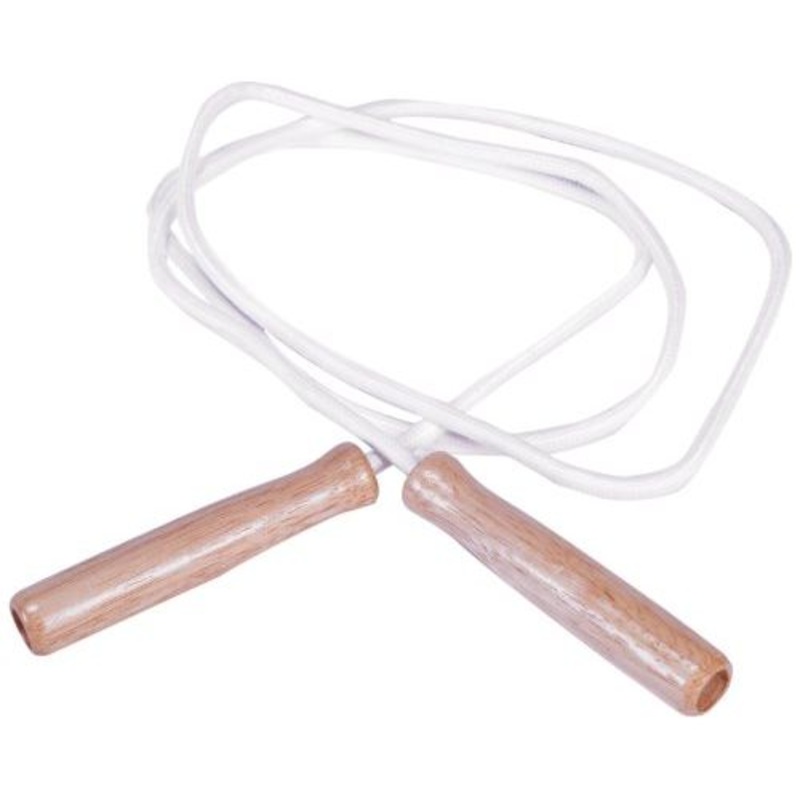 American Educational Pack of 6 - White Cotton Jump Rope with Wooden Handles - 8"