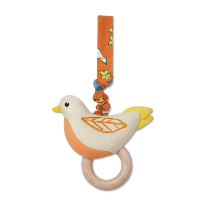 Apple Park Enchanted Leaves Orange Birdie Stroller Toy