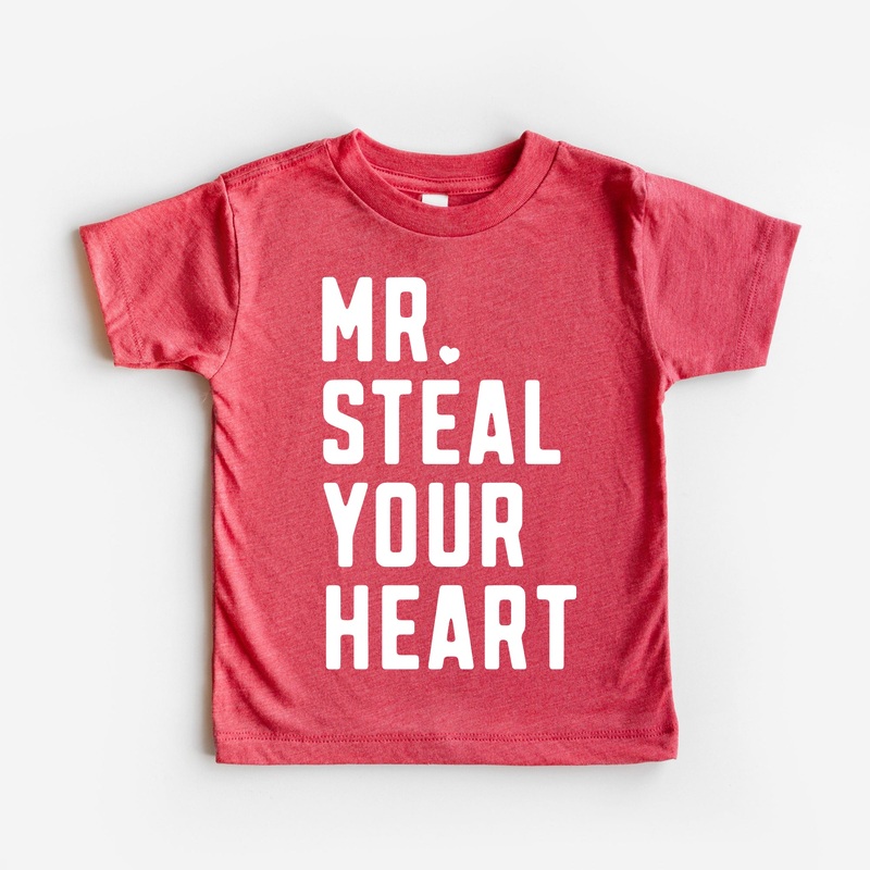 Benny and Ray Apparel Mr Steal Your Heart Valentines Day Shirt Toddler and Youth, Red 2T