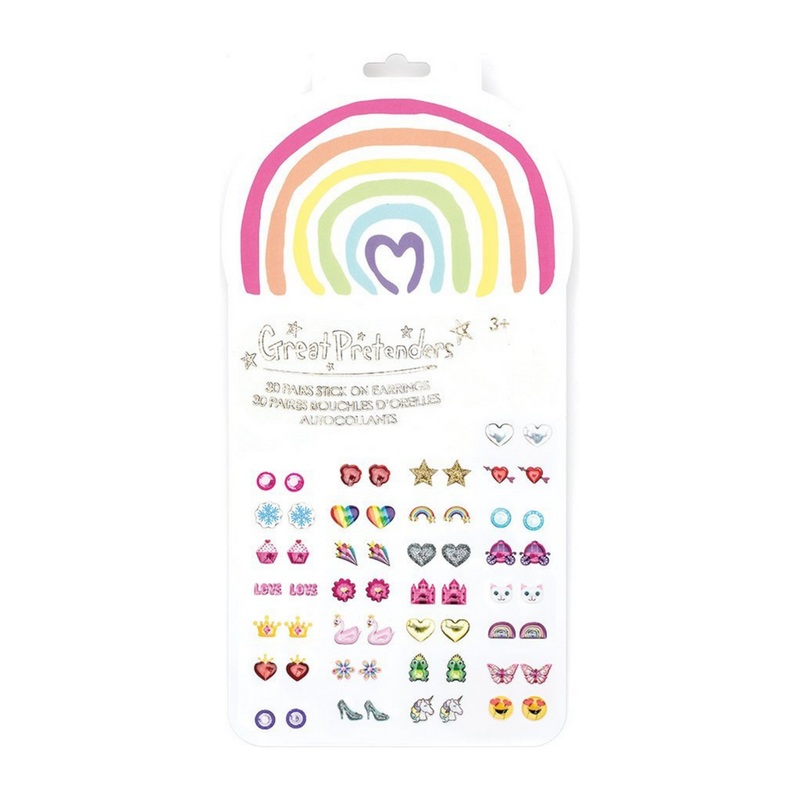 Great Pretenders Rainbow Love Sticker Earings, 30 Pair