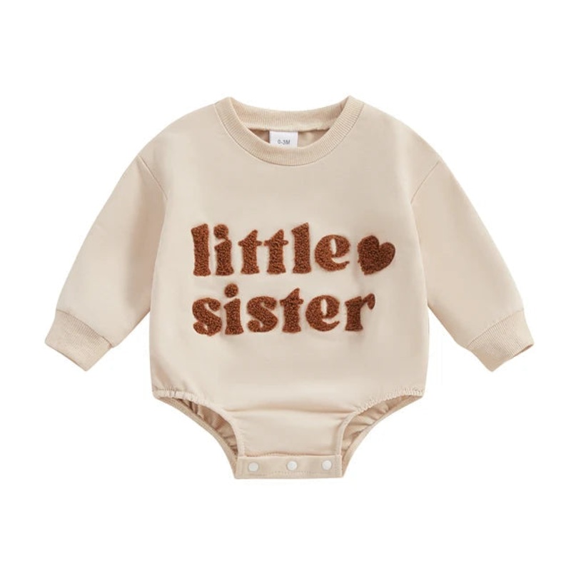 Sparkledots Chenille Letter Deluxe Baby Onesie Little Sister, A 0-3M