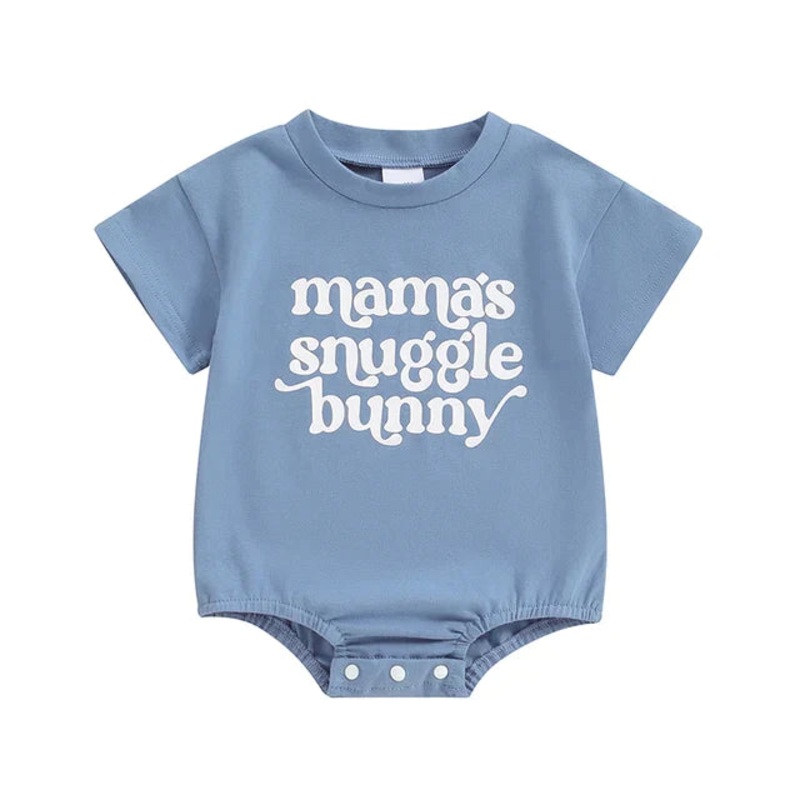 Sparkledots Mama's Snuggle Bunny Easter Short Sleeve Baby Onesie, Blue 3M